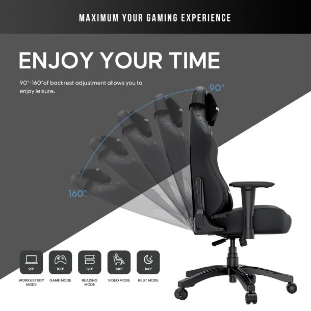 Крісло геймерське Anda Seat Luna L Eco-leather Black (871191215) kupistul